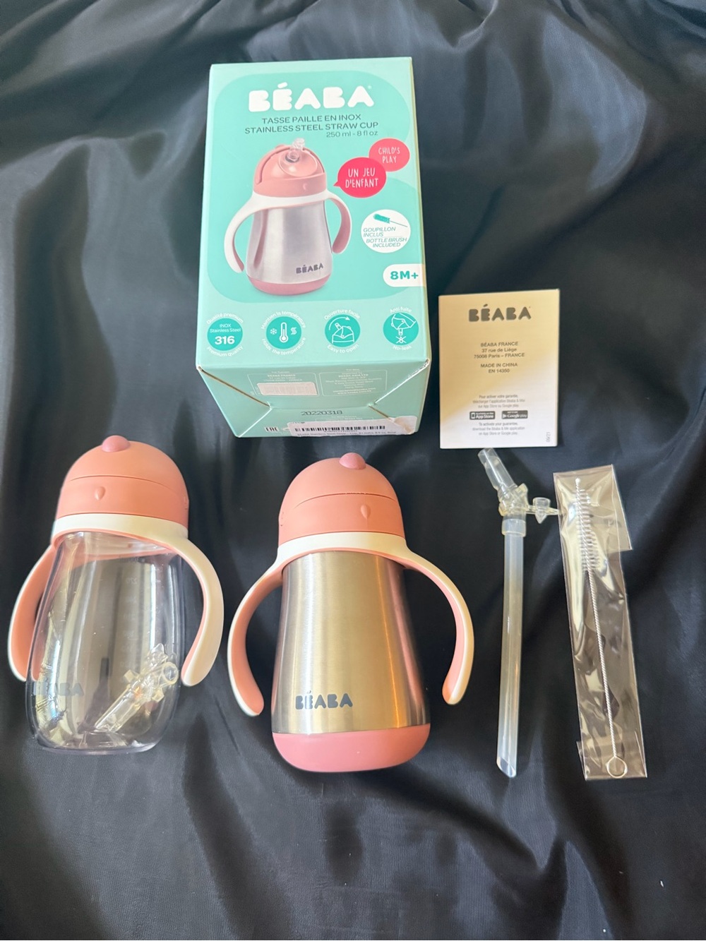 Beaba Stainless and Clear Straw Cups